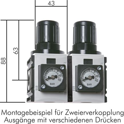 Anwendungsbeispiel: Druckregler mit durchgängiger Druckversorgung - Futura-Baureihe 0